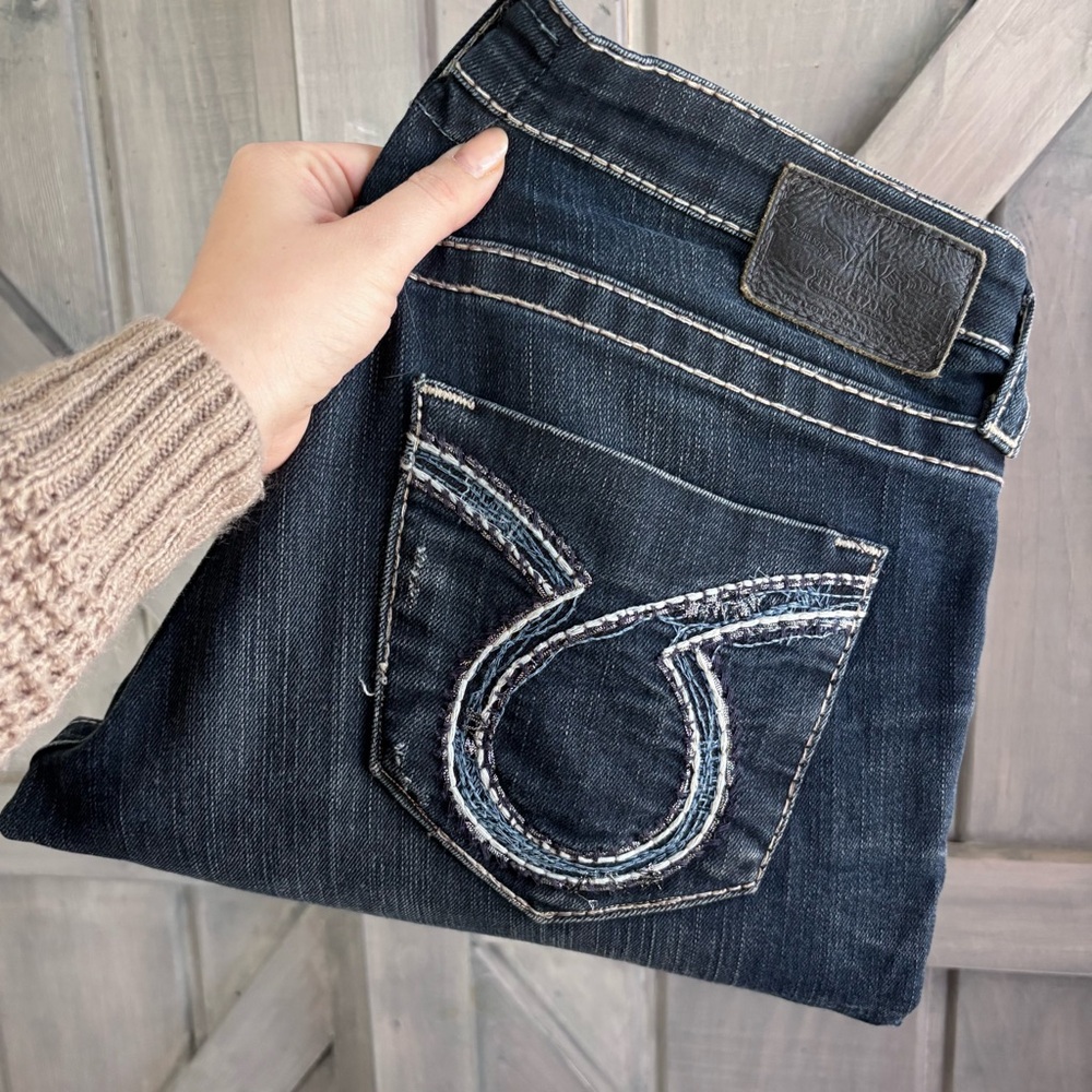 Big Star Jenae Dark Wash Skinny Thick Stitch Size 29 long